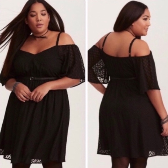 torrid Dresses & Skirts - Torrid Black Dress Strappy Sexy Off Shoulder NWT
